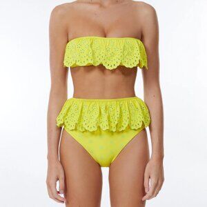 NWT It's Now Cool High-Waisted Frill Bandeau Bikini